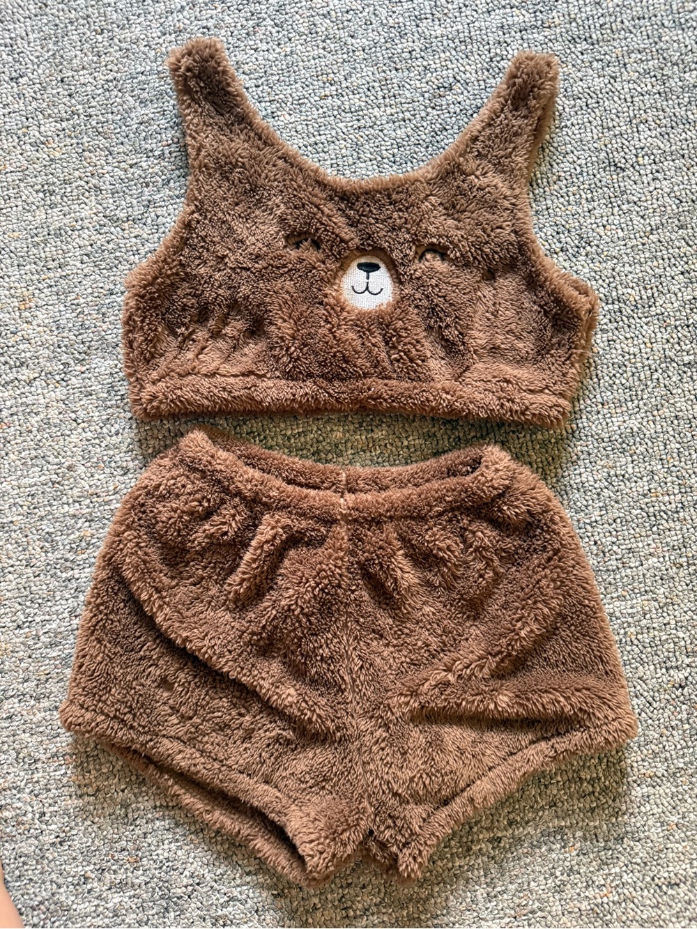 Brown Fuzzy Bear Two-Piece Loungewear Set